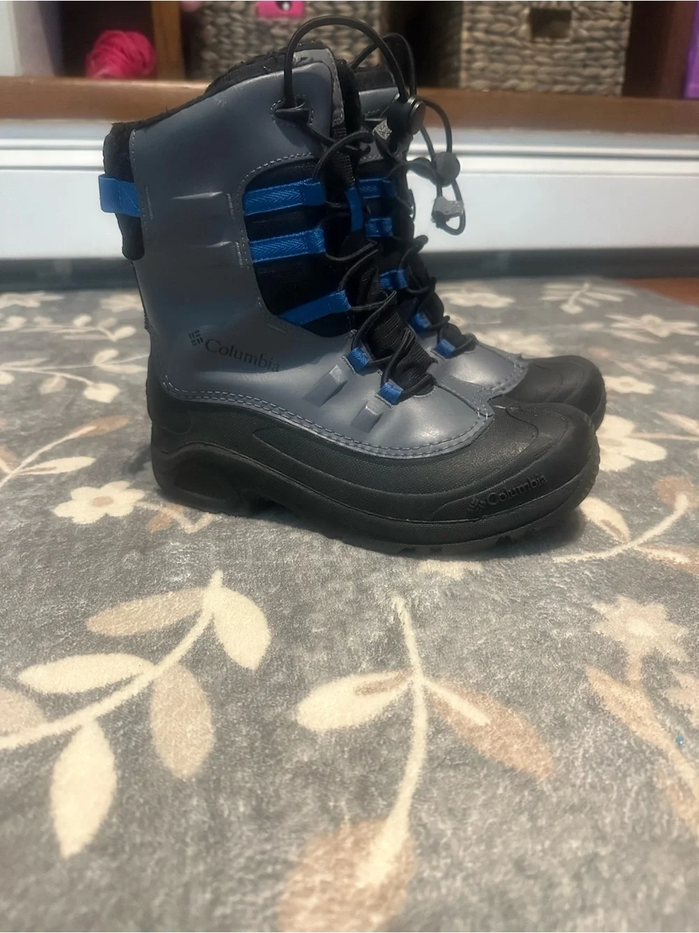 Columbia Kids Gray and Blue Waterproof Snow Boots